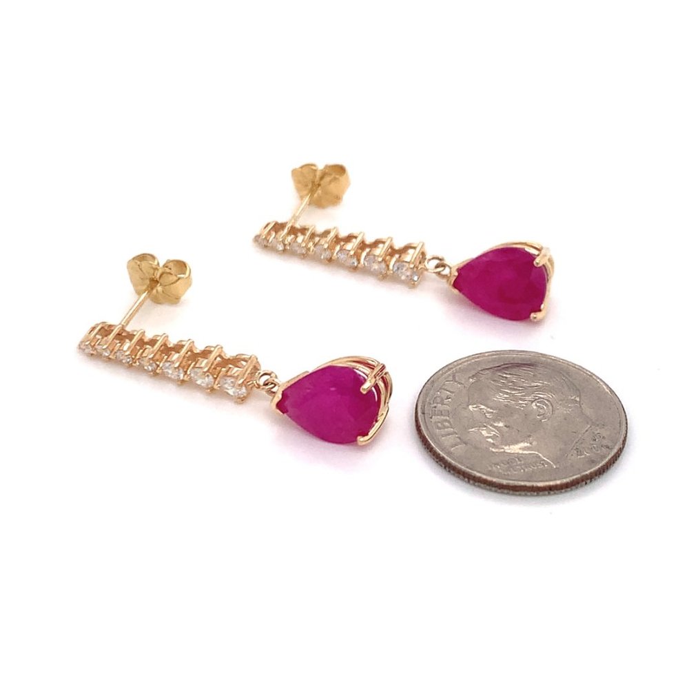 Natural Ruby Diamond Earrings 14k Gold 5.42 TCW Certified $4,950 018662 - Picture 5 of 13